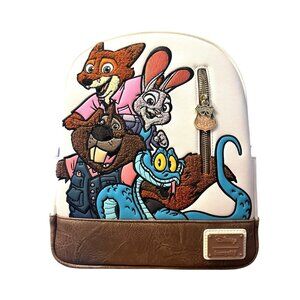 Loungefly Disney Zootopia Chenille Group Portrait Mini Backpack Police Badge NWT